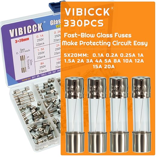 330Pcs 15Values Fast-Blow Glass Fuse Assortment Kit, 250V 0.1A/ 0.25A/ 0.2A/ - Image 3