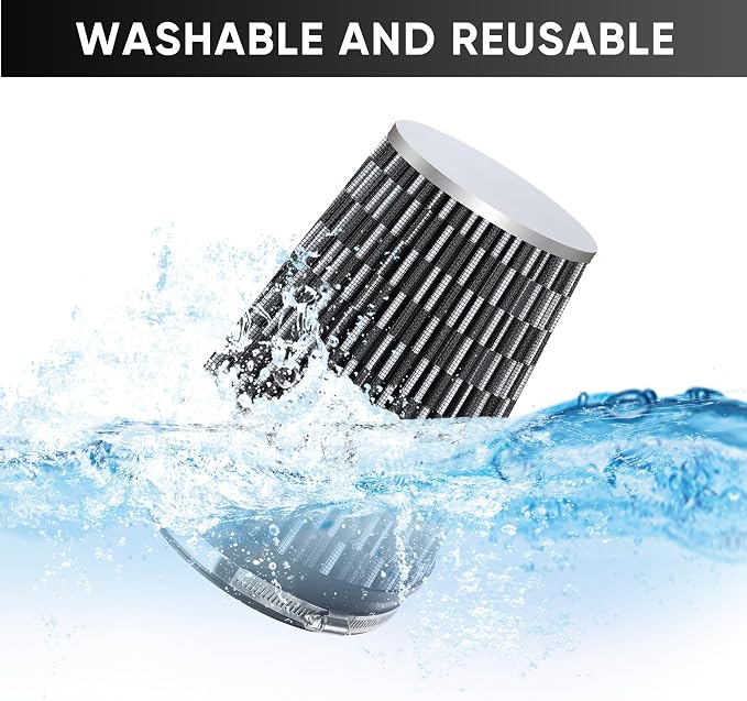 6" 152mm Cold Air Intake Filter Clamp-On Replacement High Flow Inlet Air Filter - Image 5