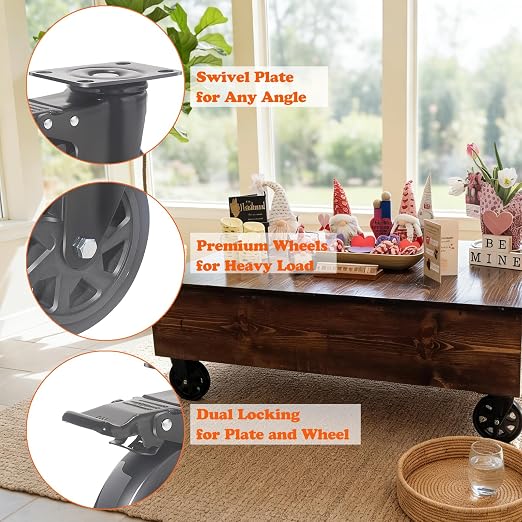 6 Inch Caster Wheels Set of 4 - Image 3