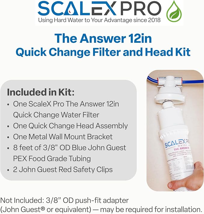 The Answer - 12in Quick Change 3/8in Auto Shut Off Head and Water Filter Combo - Image 2