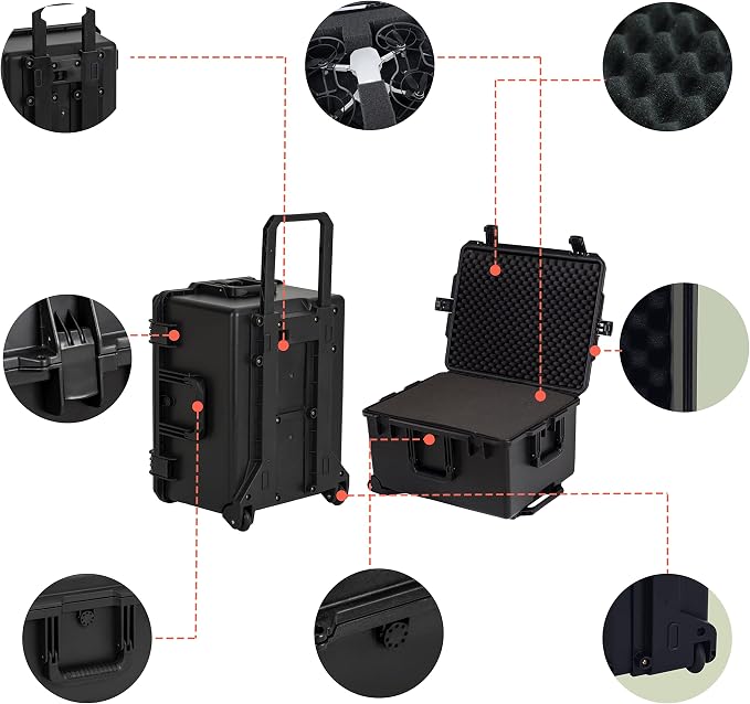 MEIJIA Portable All Weather Waterproof Rolling Hard Camera Case - Image 6