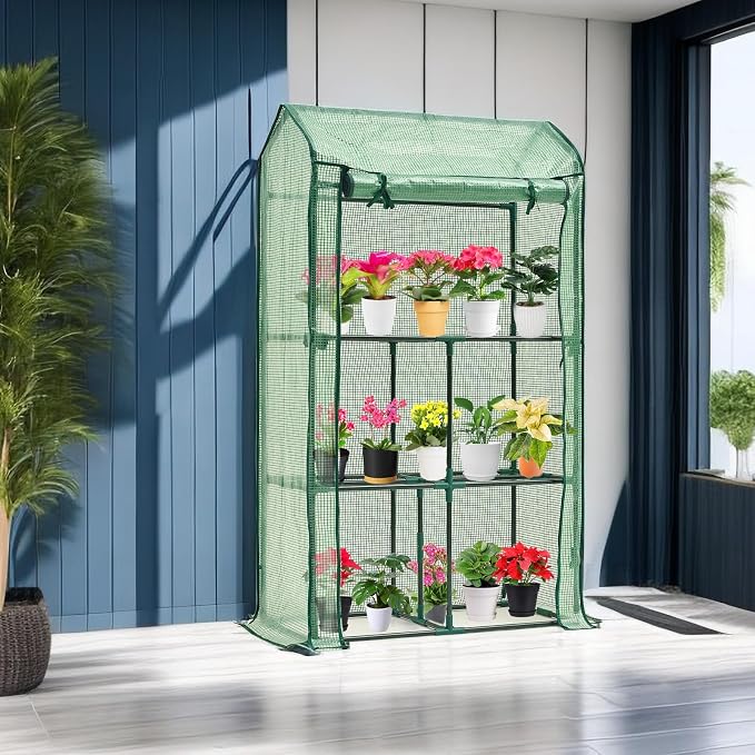 Mini Greenhouse for Indoor Outdoor, Small Plastic Plant Green House Rack Stand - Image 8