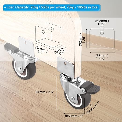 PATIKIL 2" Swivel Caster Wheels - Image 2