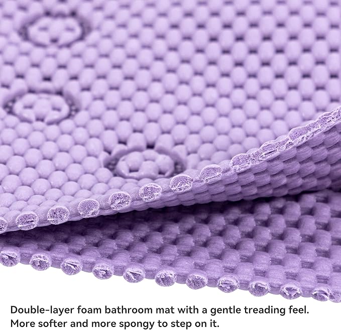 Double Layer Foam Non Slip Bathtub Mat 37x17in, More Comfortable and Thicker Tub Mat Than Ordinary Foam Shower Mat, Bath Mat for Tub with Suction for Comfort and Safety (P-Purple, 36'' x 17'')