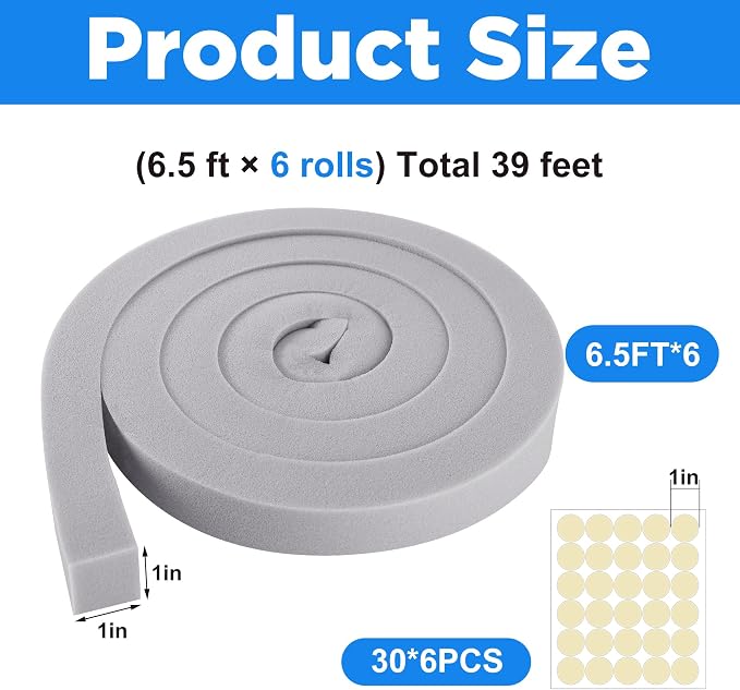 moonoom 6 Pcs Foam Air Conditioner Weatherseal Tape-1'' x 1'' x 6.5ft Air - Image 2