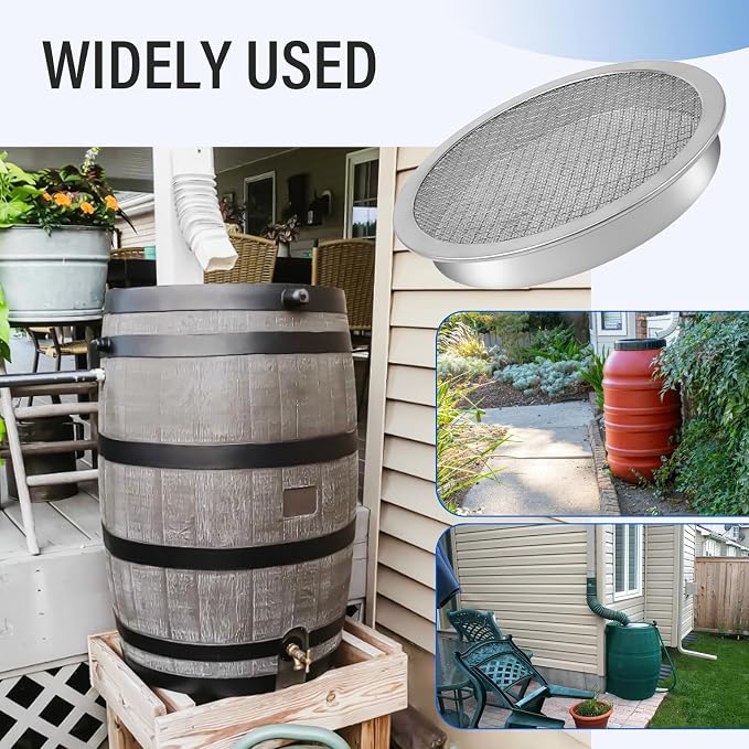 ANTOBLE Rain Barrel Screen, 6 Inch Ultra Fine Mesh Aluminum Rain Barrel Top - Image 7