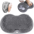 Shower Foot Scrubber Mat with Non-Slip Suction Cups, Exfoliating Foot and Back Washer Pad for Bathtub and Shower Floor (Gray)