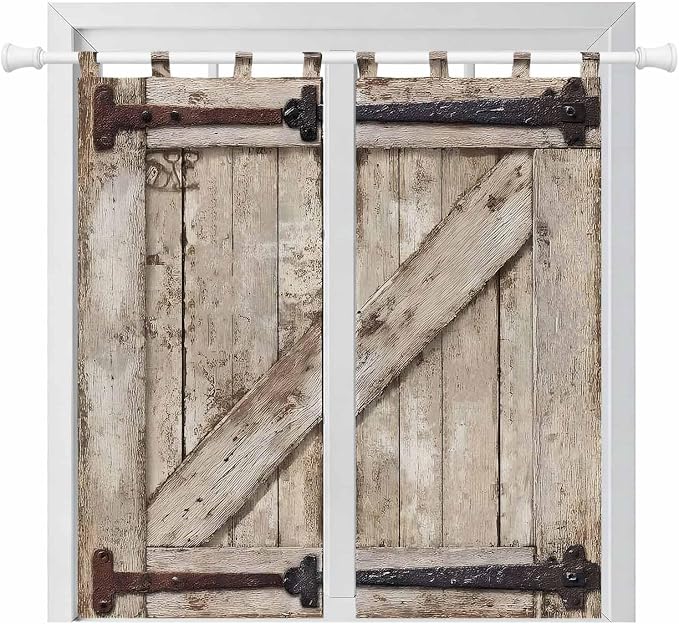 Farmhouse Wood Grain Bedroom Curtains 72 Inch Length, Window Curtains Tab Top by Unknown