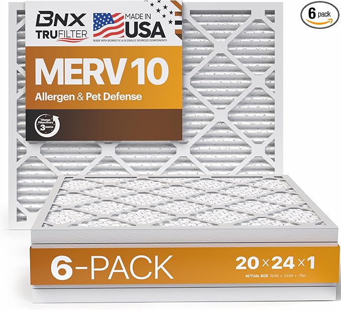 BNX TruFilter 20x24x1 MERV 10 AC Furnace Air Filter by BNX