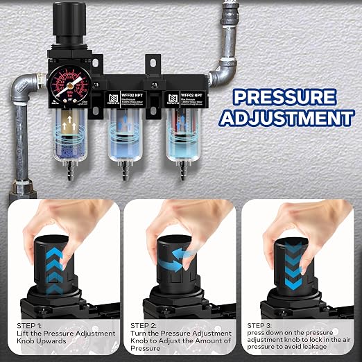 NEWPO 1/4" NPT Air Drying System, Air Filter Pressure Regulator - Image 7