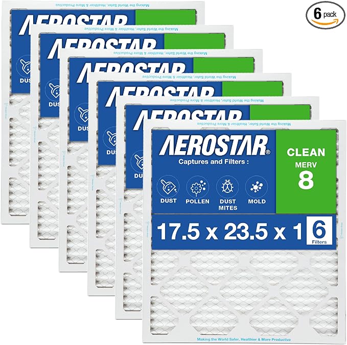 Aerostar 17 1/2x23 1/2x1 MERV 8, Pleated Air Filter, 17 1/2 x 23 1/2 x 1 by AirFiltersDelivered