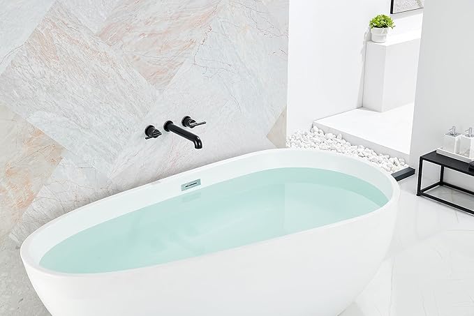 SITGES Solid Brass Wall Mount Tub Filler,10" Long Spout Reach Wall Mount Bathtub Faucet with Two Lever Handles,High Flow Bathtub Faucet Set with Rough-in Valve Included,Oil Rubbed Bronze
