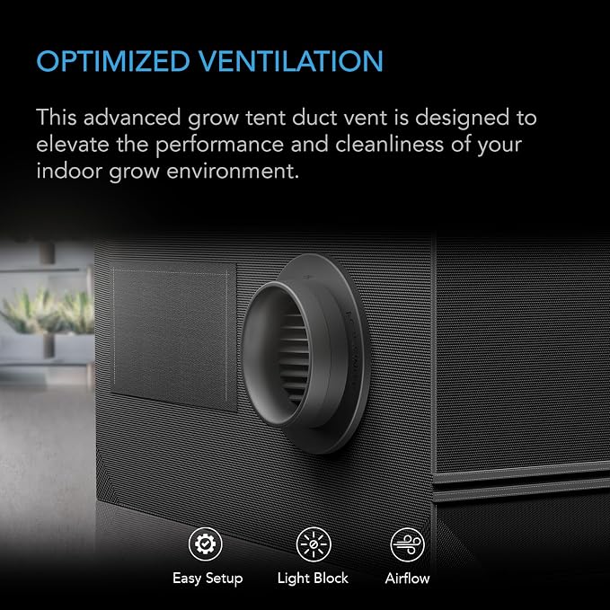 AC Infinity Grow Tent Duct Vent, 2 Pack – Light-Blocking Twist-On Air Vents - Image 2