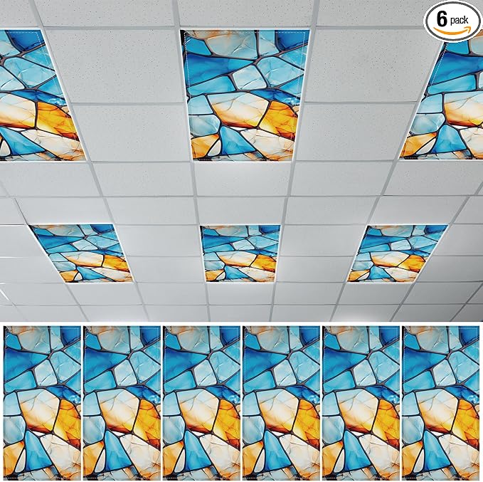 QOUBAI 6 Pcs Fluorescent Light Covers, 4 x 2 Ft Magnetic Light Filters Colorful by QOUBAI