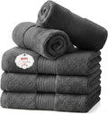 Ample Decor Washcloths Pack of 5 12 X 12 Inch, 600 GSM 100% Cotton Soft Absorbent, Premium Quality Durable Ideal for Bathroom, Pool, Hotel, Spa - Grey