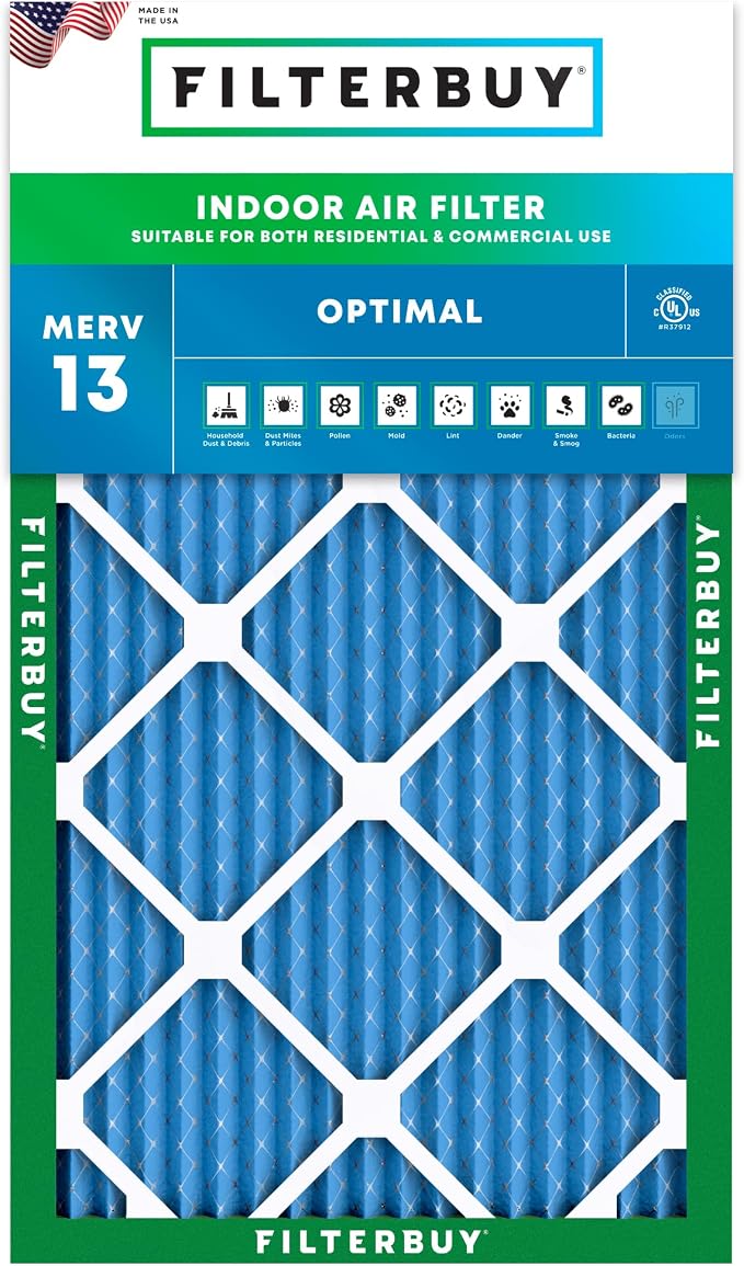 Filterbuy 8x20x1 Air Filter MERV 13 Optimal Smoke & Allergy Defense, by Filterbuy
