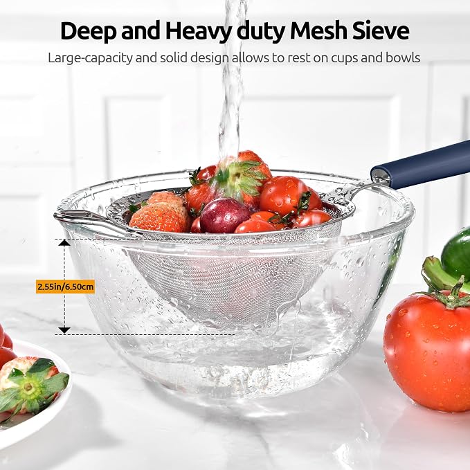 U-Taste Medium Fine Mesh Strainer: 18/8 Stainless Steel 4.73in 30 Mesh Kitchen - Image 9