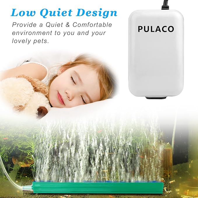 PULACO Dual Outlet Aquarium Air Pump, Quiet Oxygen Pump - Image 2