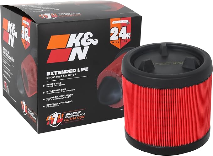 K&N Engine Air Filter: Extended Life 24, 000 Mile Replacement Air Filter: by KNEngineeringInc