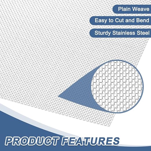 uxcell 20 Mesh 79" x 12" Woven Wire Mesh, 304 Stainless Steel Air Vent Filter - Image 3