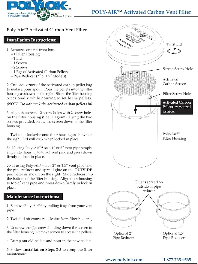 Polylok 3" & 4" Poly-Air™ Activated Carbon Vent Filter - Image 3