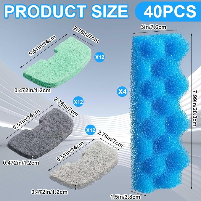 40 Pcs Replacement Filter Media Kit Compatible - Image 2