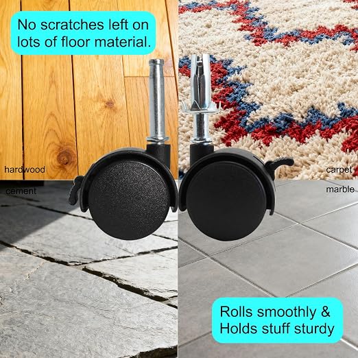 4pcs M8 Grip Neck Stem Caster Wheels 1.5 Inch Swivel Casters - Image 8