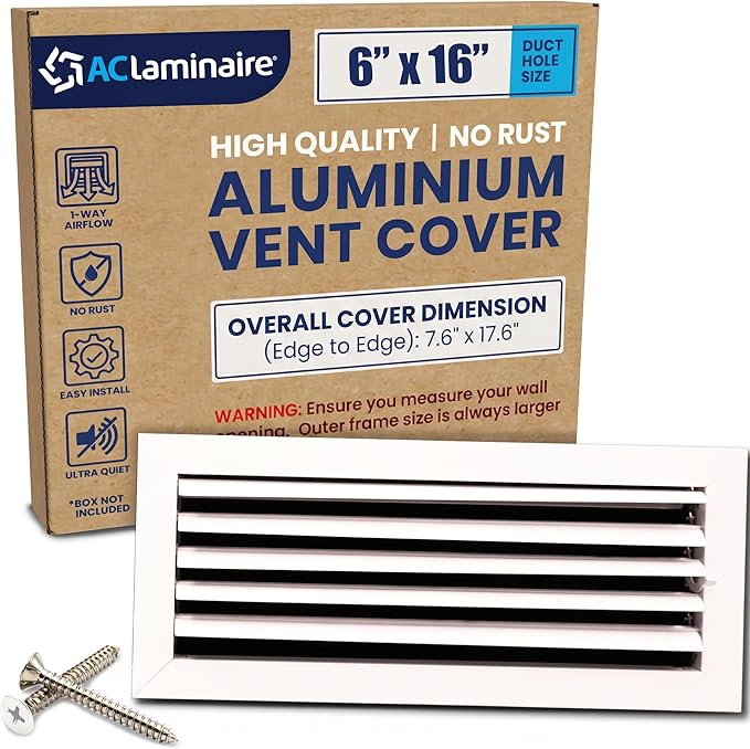 6x16 Aluminum HVAC Wall Register Air Vent Cover 1-Way Flow Multi-Shutter Damper by ACLAMINAIRE