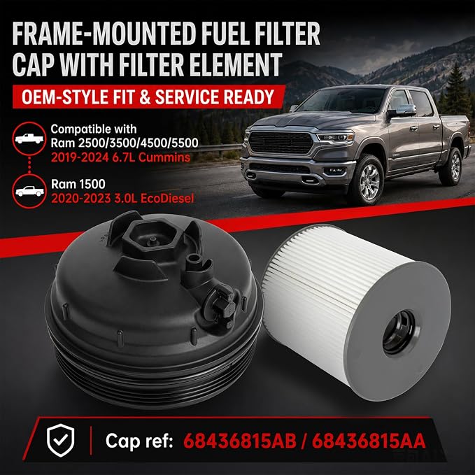 Fuel Filter Cap with Fuel Filter Element Compatible with Ram 2500 3500 4500 - Image 2