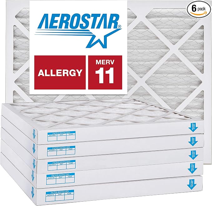 Aerostar 12x12x2 MERV 11, Pleated Air Filter, Box of 6, Made in the USA by AirFiltersDelivered
