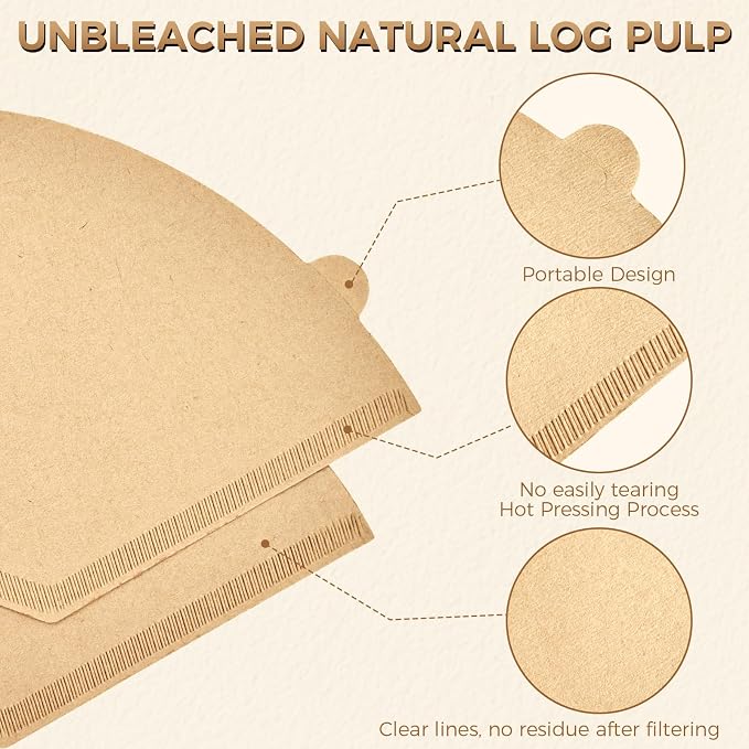 200 Count #4 Cone Coffee Filters 8-12 Cup, Unbleached Natural Paper, Disposable - Image 3