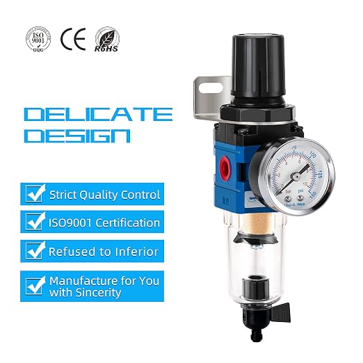 NANPU 1/4" NPT Compressed Air Filter Regulator Combo Piggyback, 5 Micron Brass - Image 6