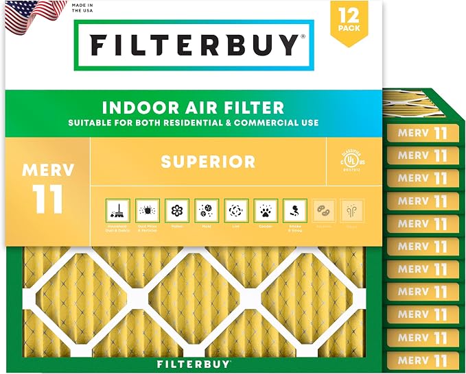 Filterbuy 25x25x1 Air Filter MERV 11 Superior Pet & Allergy Defense, by Filterbuy