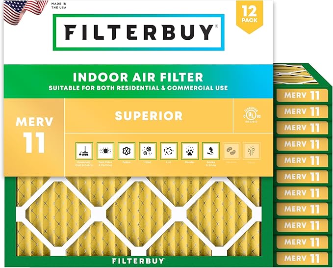 Filterbuy 14x14x1 Air Filter MERV 11 Superior Pet & Allergy Defense, by Filterbuy