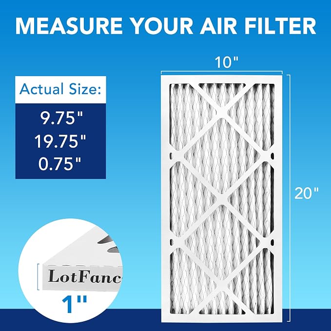 LotFancy 10x20x1 Air Filter MERV 13 6-Pack, Electrostatic Pleated HVAC Furnace - Image 2