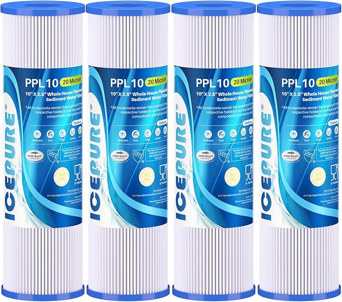 ICEPURE 20 Micron 10" x 2.5" Pleated Sediment Cartridge Replacement Universal by ICEPURE