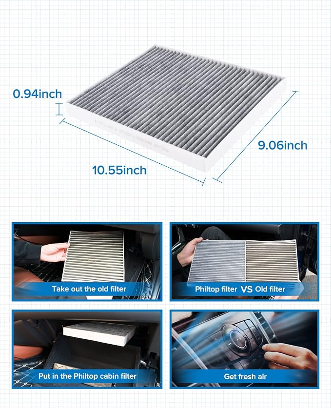 PHILTOP HEPA Cabin Air Filter w/Activated Carbon, Compatible - Image 7