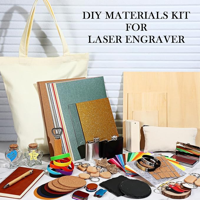 Dunzoom 257 Pcs Laser Material Kit Laser Engraving Materials Including Acrylic - Image 4