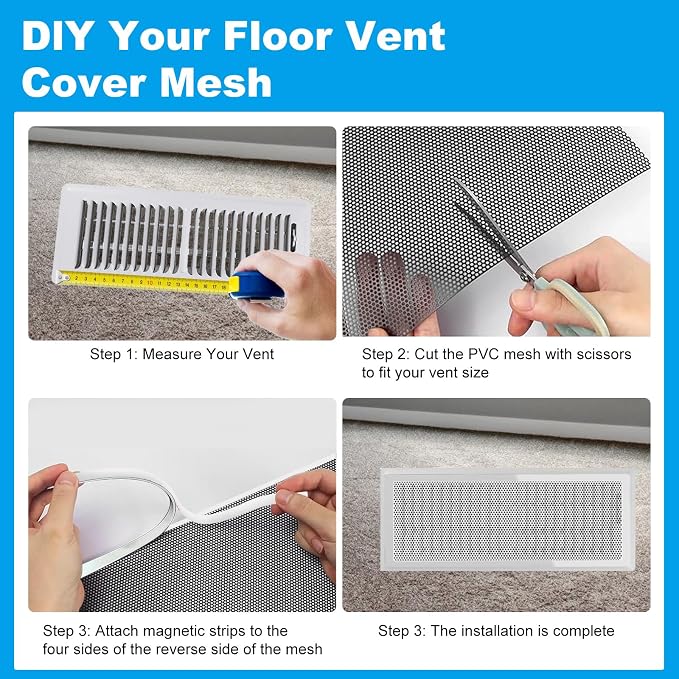 4 PCS DIY White Magnetic Vent Covers – 13.8" x 11.8" Customizable Air Register - Image 2