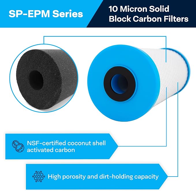 SpiroPure 10x4.5 10 Micron Carbon Block Filter EPM-BB CB-45-1010 - Image 2
