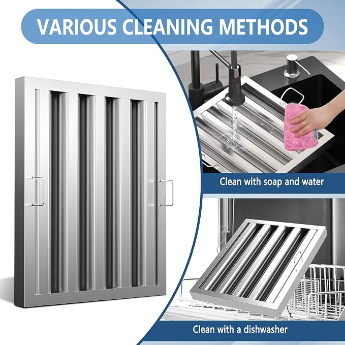 Stainless Steel Commercial Kitchen Hood Filter, 15.5W x 19.5H Inch Range Baffle - Image 3