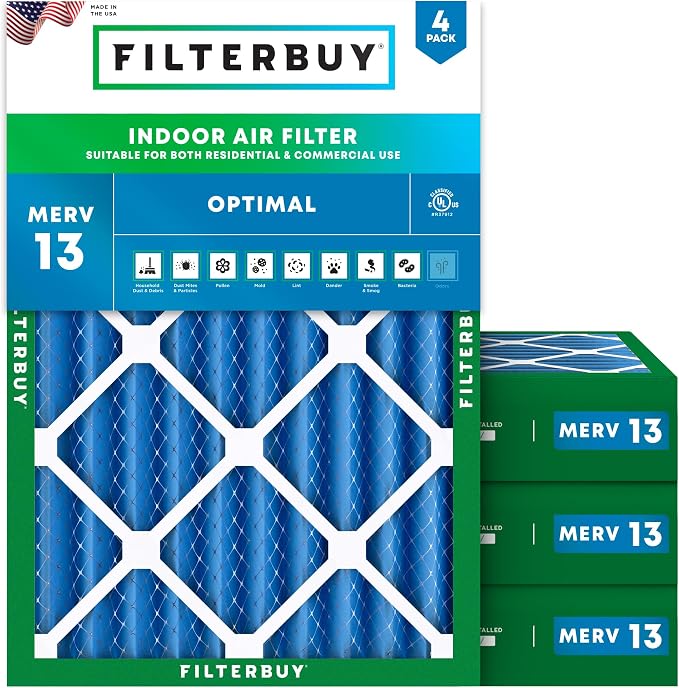 Filterbuy 18x24x4 Air Filter MERV 13 Optimal Smoke & Allergy Defense, by Filterbuy