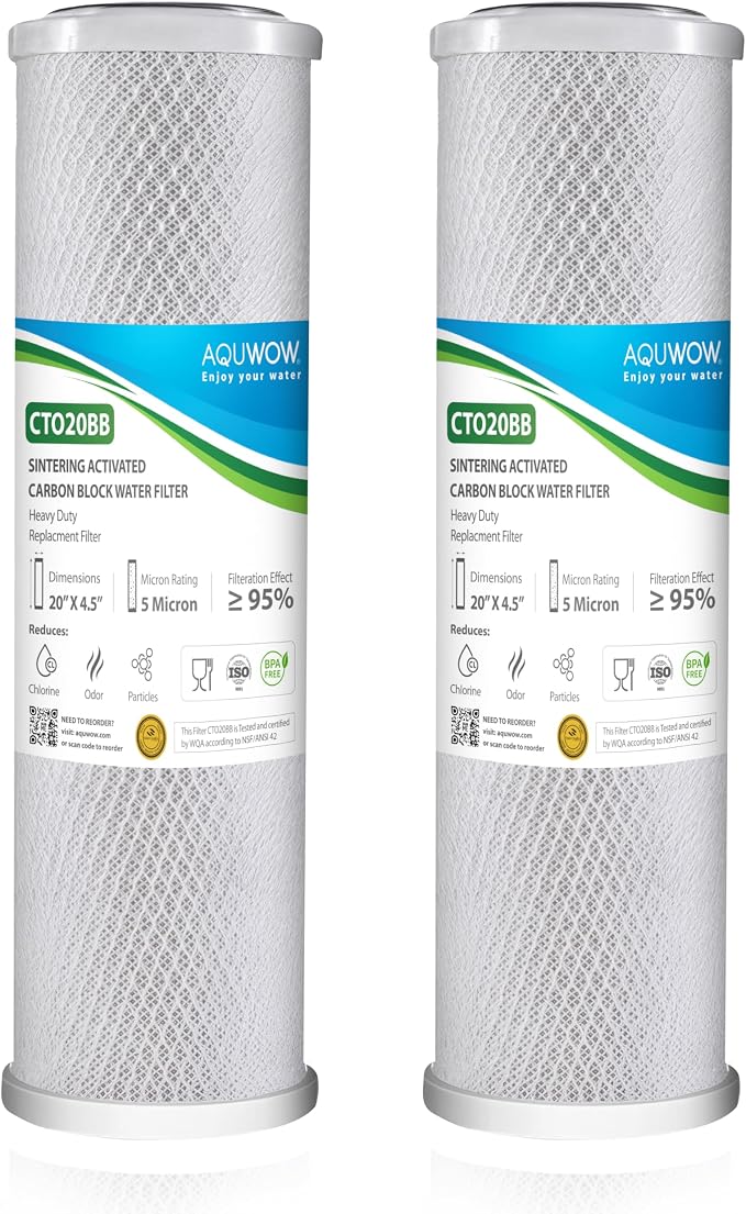 CTO20BB 5 Micron 4.5" x 20" Carbon Block Water Filter Set – Replacement by YourHealthIsOurPriority