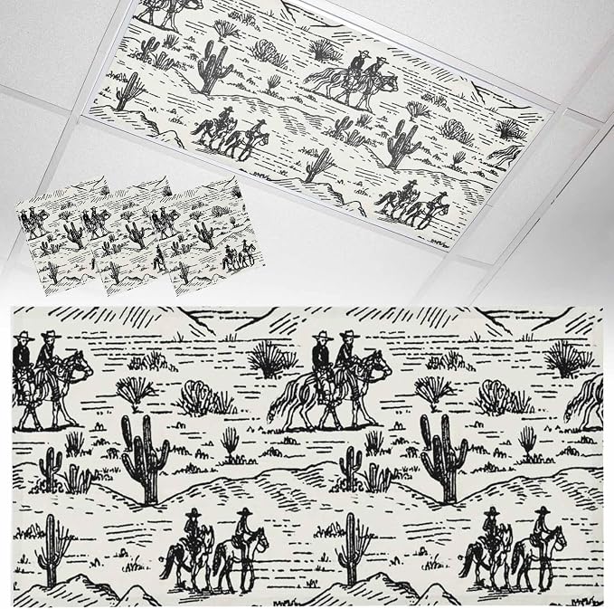 3 Pack Fluorescent Light Cover, Western Cowboys Light Covers by Unknown