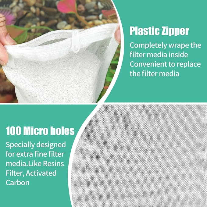 AQUANEAT Aquarium Filter Media Bags 15pcs Fish Tank Extra Fine 100 Micron Mesh - Image 3