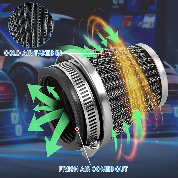 50mm Cold Air Intake Filter for Motorcycle Turbo Vent Breather Air Intake - Image 2