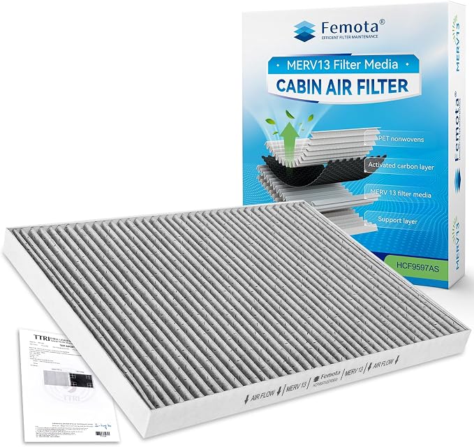 Certified MERV 13 Cabin Air Filter by Femota