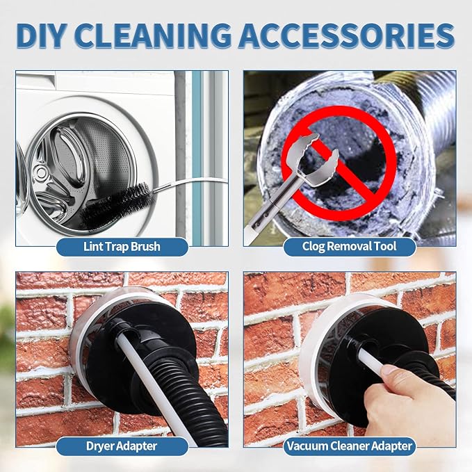 Bluesea 7 Pieces 35 Feet Dryer Vent Cleaner Kit, Reinforced Nylon Dryer Vent - Image 3