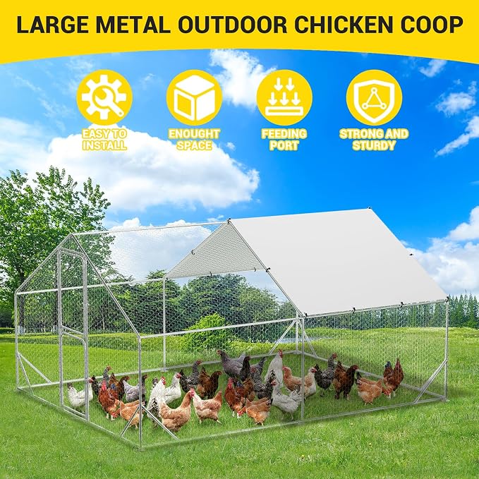 9.8X13.1x6.6FT, Large Walk in Chicken Run Pen Cage, Metal Coop Clearance - Image 6