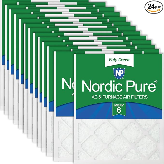 Nordic Pure 12x20x1 Poly Green MERV 6 AC Furnace Air Filters – Reduces Dust by NordicPure